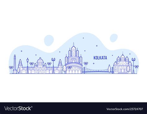 Kolkata skyline, West Bengal, India. This illustration represents the ...