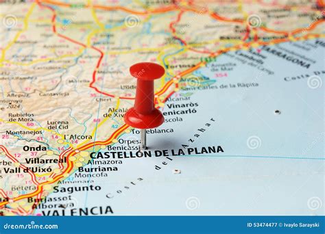 Castellon De La Plana Map Pin Stock Photo - Image: 53474477