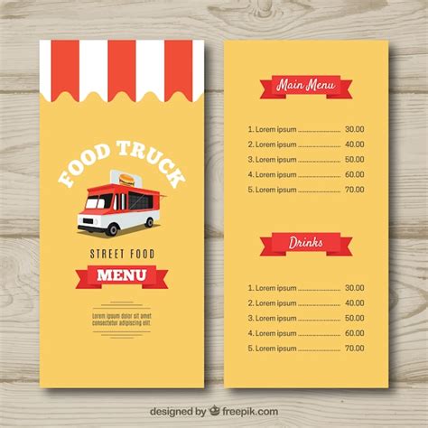 Food Truck Menu Template Free