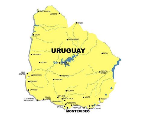 Uruguay river map - Map of Uruguay river (South America - Americas)