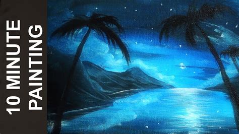 Painting a Moonlit Beach Landscape with Acrylics in 10 Minutes ...