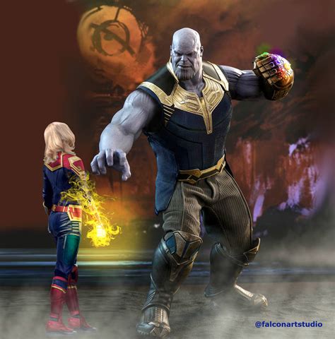 Captain Marvel Vs Thanos by Falconartstudio on DeviantArt