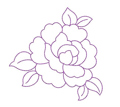 Rose Outline Embroidery Design 5x7 | Rose outline, Rose outline drawing, Hand embroidery designs