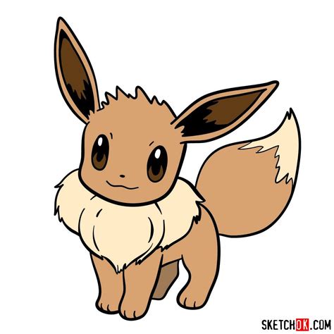 How to draw Eevee pokemon - Sketchok easy drawing guides