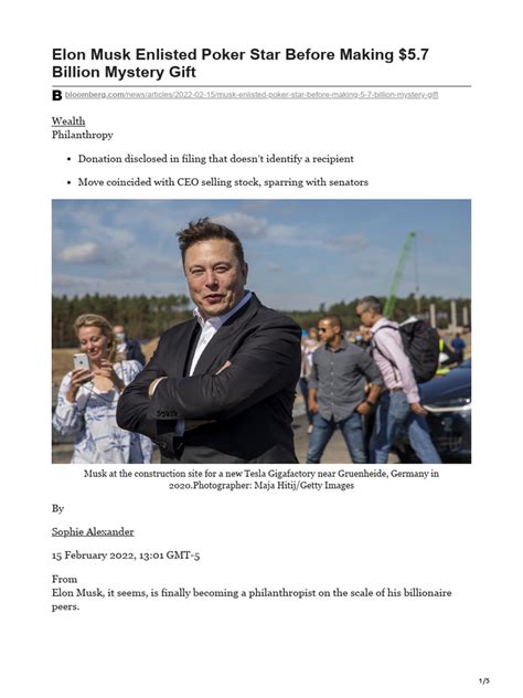 Alexander 2022 Elon Musk Philanthropist | PDF | Elon Musk | Philanthropy