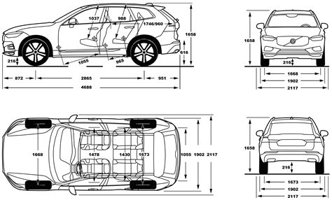 Volvo XC60 2017 Blueprint - Download free blueprint for 3D modeling