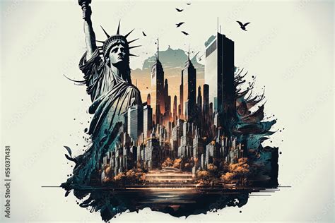 abstract New York illustration, ai generated art by midjourney Stock Illustration | Adobe Stock