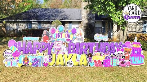 18" Purple Sparkle Happy Birthday Yard Signs, Outdoor Birthday Party Lawn Decorations, Big ...