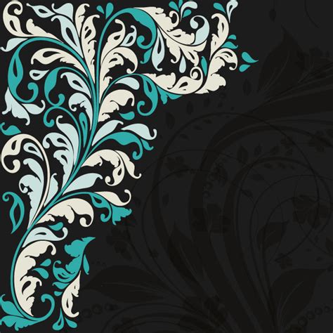 Black Teal Floral Background Vector Art & Graphics | freevector.com