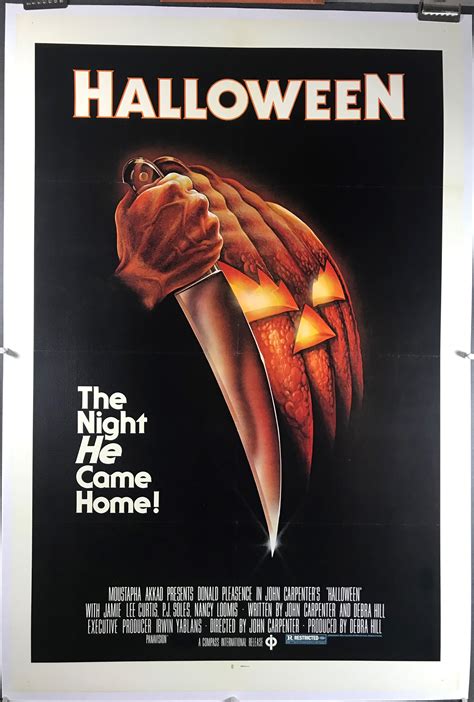 HALLOWEEN, Original Blue Ratings Box Horror Movie Poster starring Jamie ...