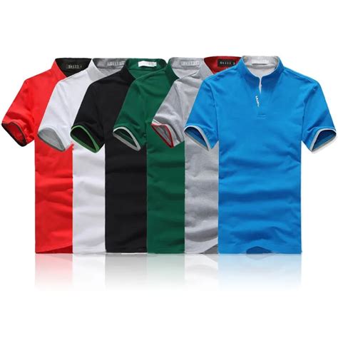 Classic Men Stand Collar T Shirt Short Sleeve Tee T shirt Solid Color M XXXL-in T-Shirts from ...