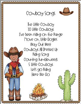 Cowboy Songs - 10 songs by Preschool Printable | TPT