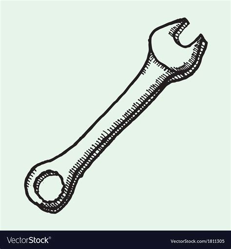 Drawing of wrench Royalty Free Vector Image - VectorStock