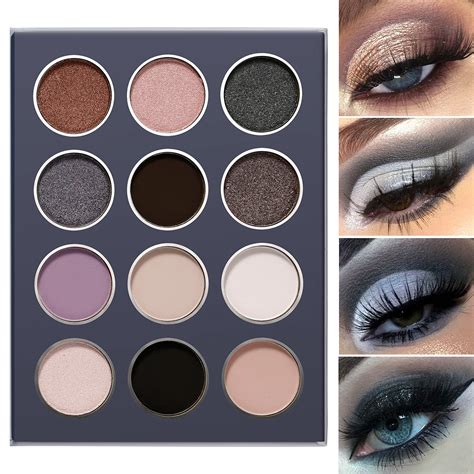 Buy Smokey Grey Eyeshadow Palette, DE’LANCI Professional Black Silver Gray Goth Neutral Matte ...