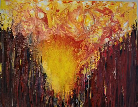 Abstract acrylic painting of forest fire | Abstract painting acrylic, Abstract acrylic, Night art