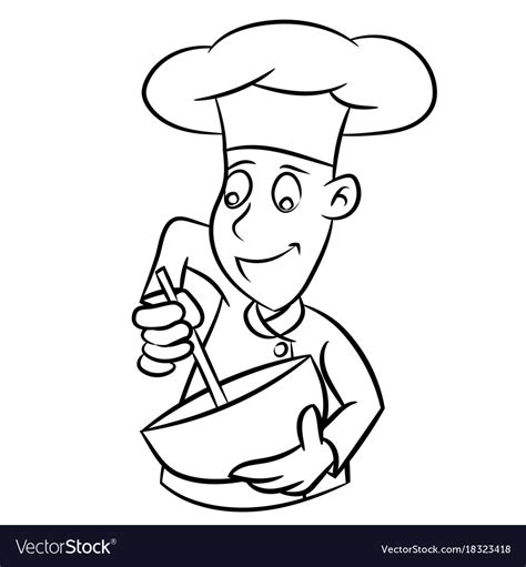 Chef cartoon - line drawn Royalty Free Vector Image