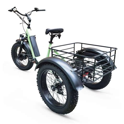 Ebike 3 Wheel Electric Cargo Bike Foldable 48V 500W Electric Fat Tire Folding Tricycle 20"X4.0 ...