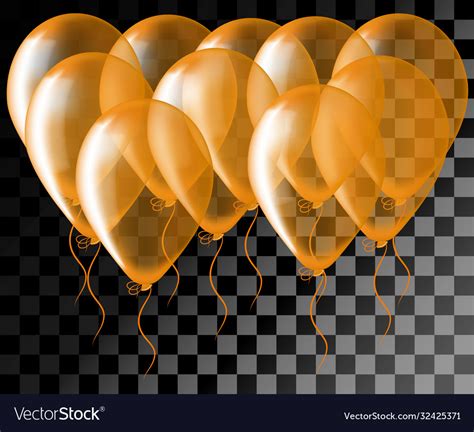 Colorful balloon orange balloons on transparent Vector Image