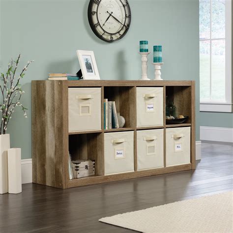 Sauder Stow-Away Cube Storage 8-Cube Organizer, Lintel Oak Finish ...