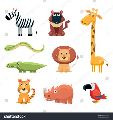 African Animals Fun Cartoon Clip Art Stock Vector (Royalty Free ...