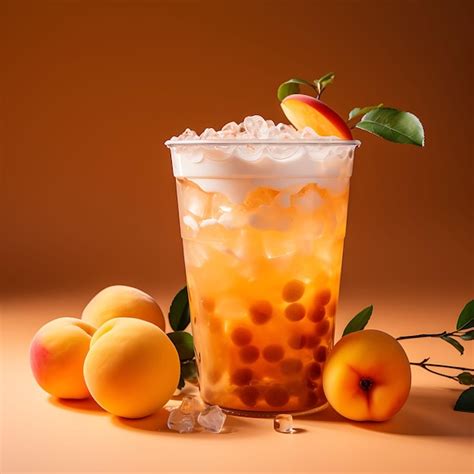 Premium AI Image | Photo of Peach Bubble Tea Peach Flavored Tea Base ...