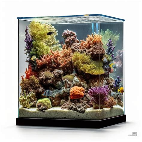 Premium AI Image | A fish tank with a picture of a coral reef in it.