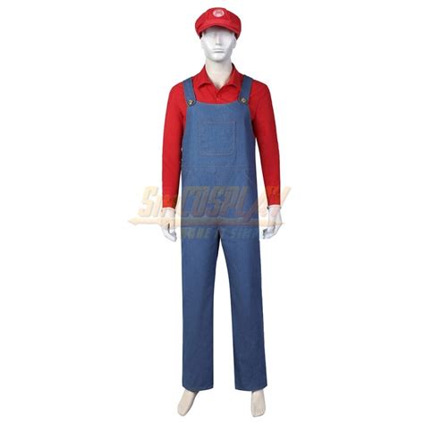 Super Mario Bros Cosplay Costume Mario Red Suit For Halloween