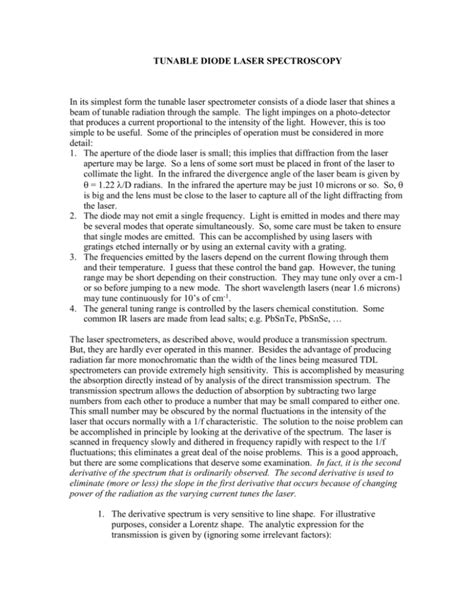 TUNABLE DIODE LASER SPECTROSCOPY