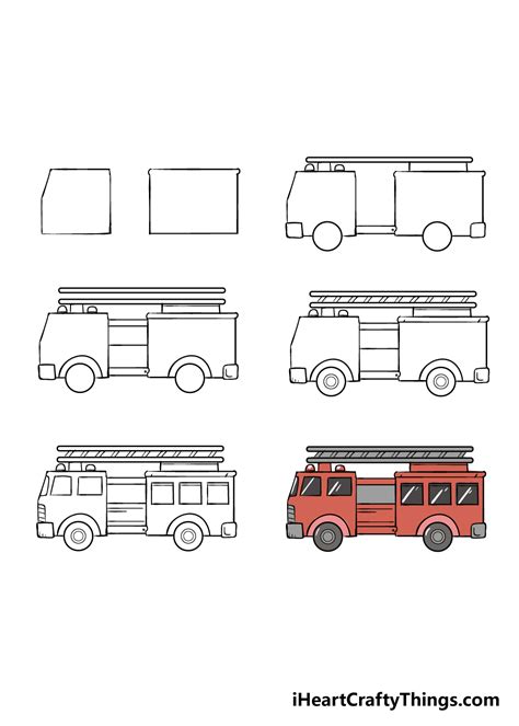 Fire Truck Drawing - How To Draw A Fire Truck Step By Step