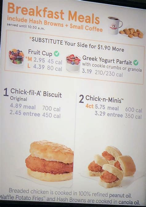 Chick-fil-A menu with prices – SLC menu