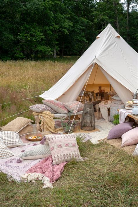 Bohemian Bell Tent | Tent glamping, Tent decorations, Bell tent