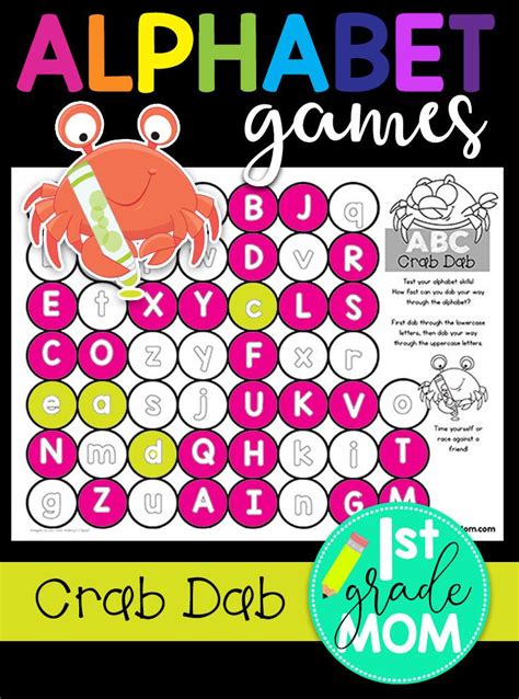 an alphabet game with crab and letters