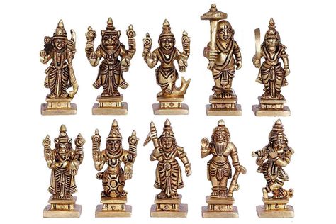 Buy Artvarko Brass Dashavatara Dasavatharam of Lord Vishnu Statues Ten ...