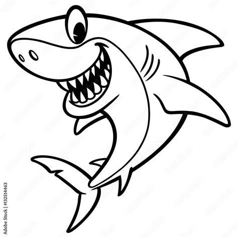 Shark Cartoon Drawing Stock Vector | Adobe Stock