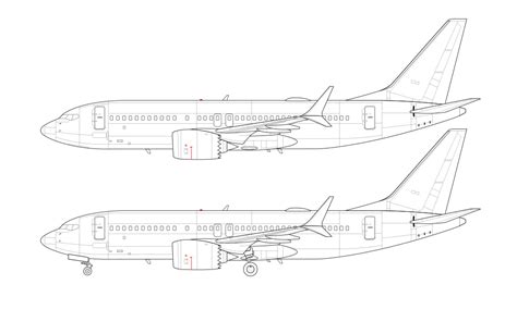 Boeing 737 MAX 7 blank illustration templates – Norebbo