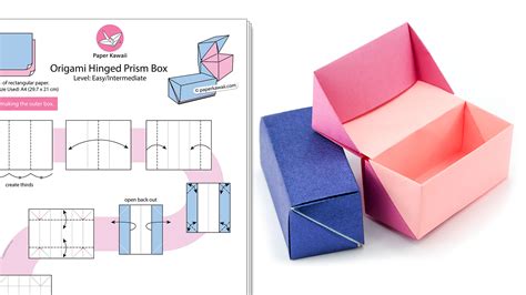 Origami Hinged Prism Gift Box Diagram - Paper Kawaii Shop