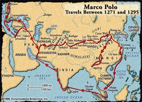 Map of Marco Polo Travels 1271-1295