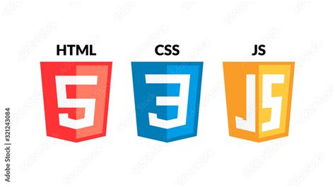 HTML5 CSS3 JS icon set. Web development logo icon set of html, css and ...