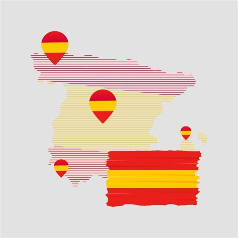 Spanish flag with map location 2152678 Vector Art at Vecteezy