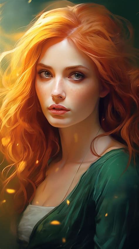 Beautiful redhead girl in Green dress Triss Merigold AI art Character Inspiration, Character Art ...