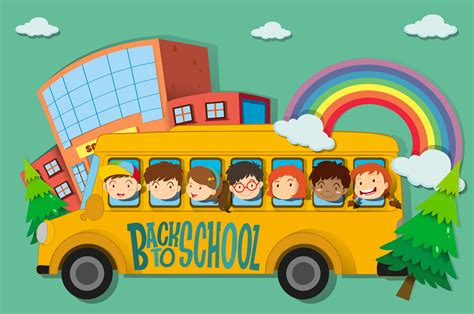 Children riding on school bus 360430 Vector Art at Vecteezy