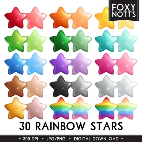 Rainbow & Pastel Stars: Digital Download Clip Art by foxynotts