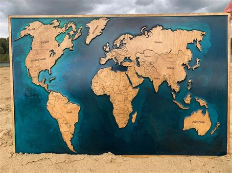 Wooden World Map Gift For Husband Rustic Decor Epoxy Resin | Etsy | Wood world map, Wooden map ...