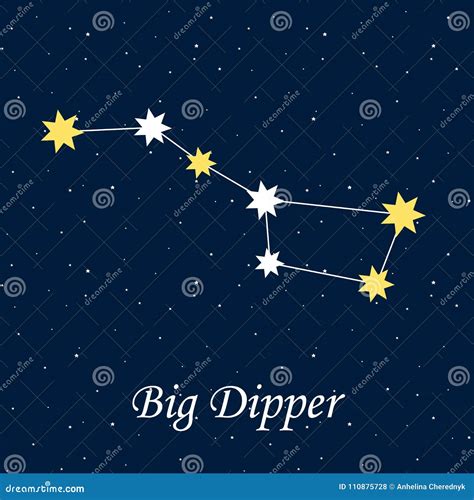 Big Dipper Constellation Astrology Stars Night Illustration Vector ...