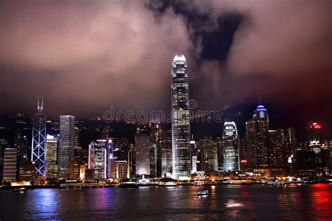 Hong Kong Harbor at Night from Kowloon Editorial Stock Image - Image of ...