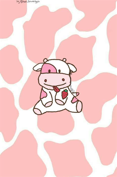 Nat_drawingxx on IG made this strawberry cow | Cow print wallpaper, Cow wallpaper, Pink ...