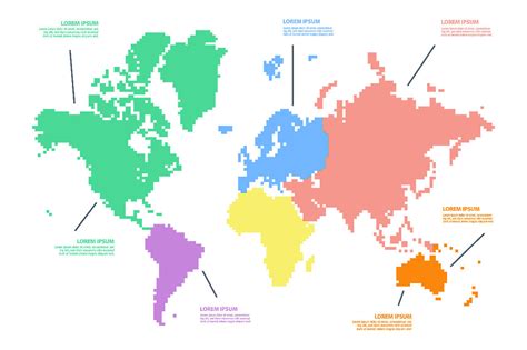 Vector pixel world map infographics By Alexzel | TheHungryJPEG