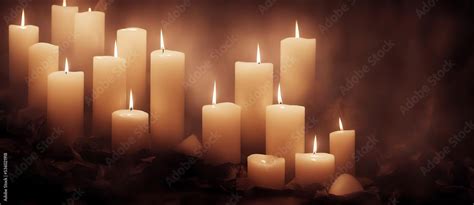 All Souls Day,All Saints Day Backdrop. Lit Candles, Gloomy Concept And Creative Background ...