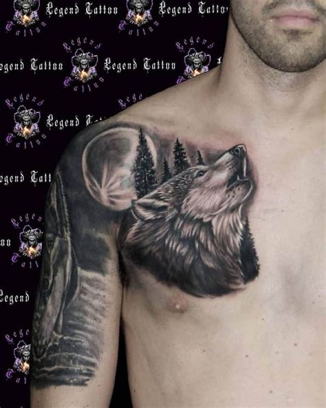 Howling Wolf Chest Tattoo