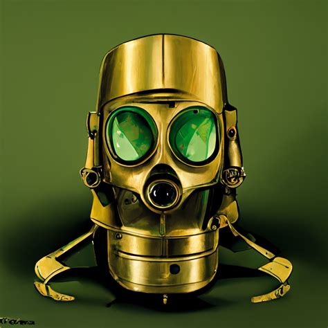 evil robot in a gas mask, gold and green, clipart - Clip Art Library